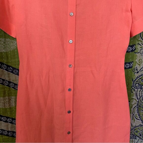 NWT Theory Bright Coral Galena Linen Midi Dress Size 2 - Picture 8 of 16